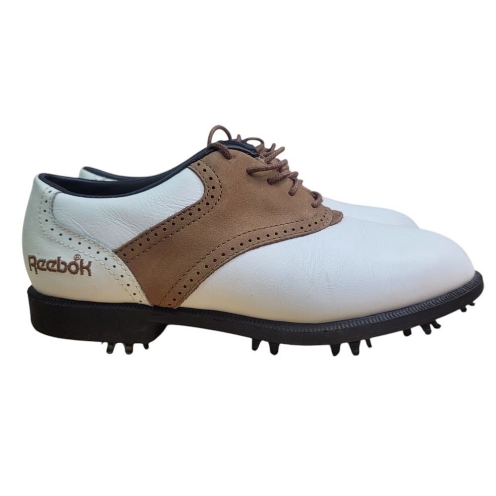 Reebok Womens RA501WSI Brown White Leather Lace Up Low Top Golf Shoes Size 5.5 M